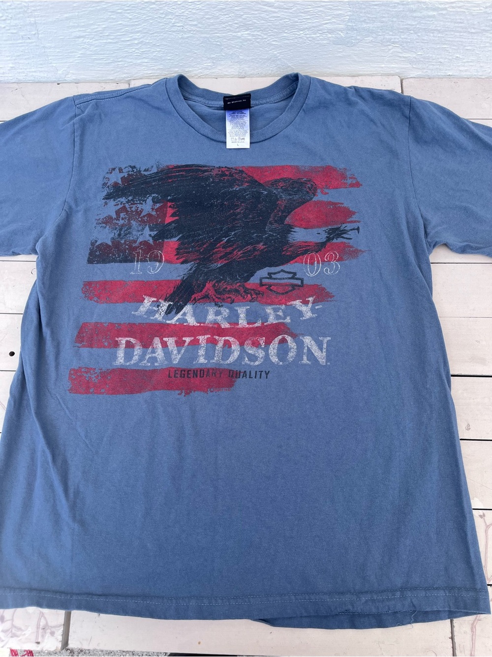 Harley-Davidson Blue Short-Sleeve Eagle Flag Graphic Tee